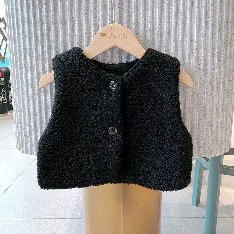 2023 Kids Winter Warm Vest Fleece Thick Sleeveless Black