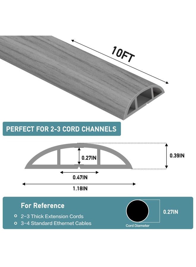 LSGCQ Floor Cord Cover Self Adhesive Cord Hider Floor Extension Cord Covers for Floor Power Cord Protector Cable Management Prevent Cable Trips Cable Cavity 0.47" W x 0.27" H (Light Grey Wood, 10Ft) - Image 2