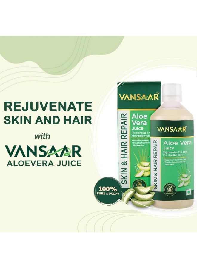 VANSAAR Vansaar Aloe Vera Juice - 1L | For Glowing Skin & Healthy Hair | 100% Natural, Cold Pressed with Pulp  - Image 3