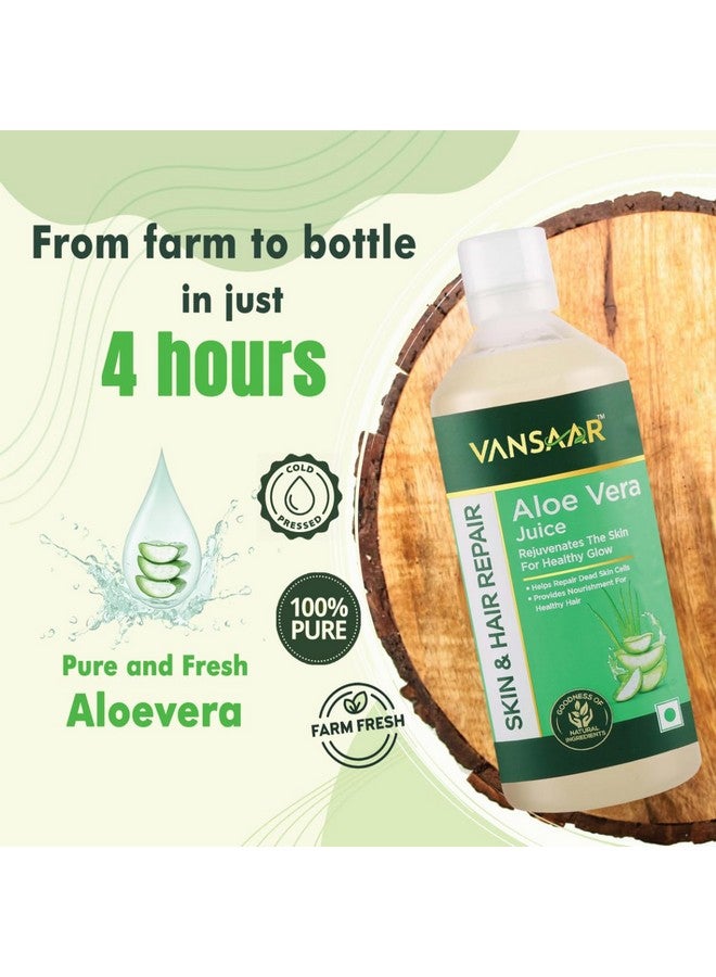 VANSAAR Vansaar Aloe Vera Juice - 1L | For Glowing Skin & Healthy Hair | 100% Natural, Cold Pressed with Pulp  - Image 5