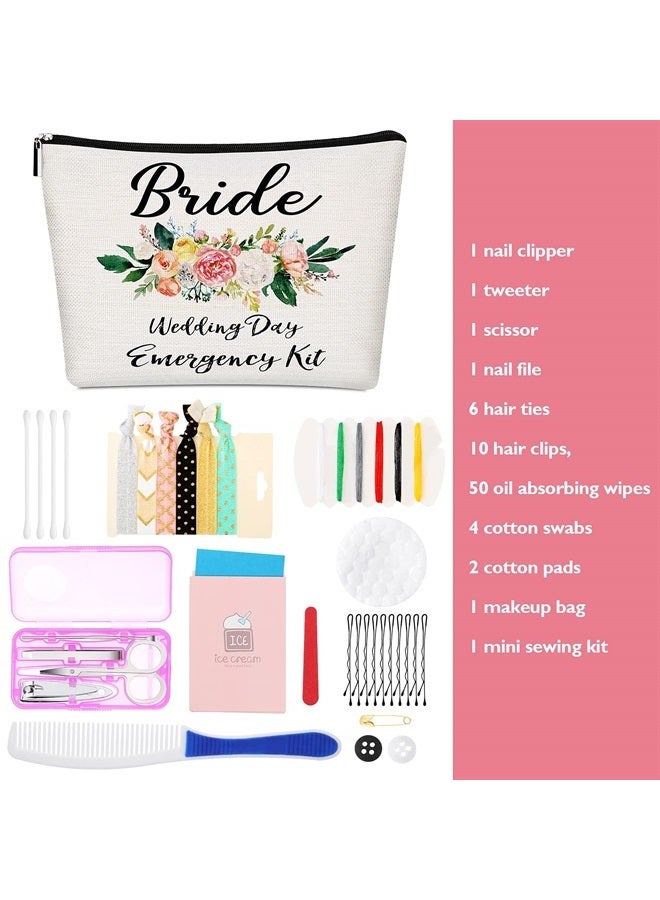 Weewooday طقم الطوارئ الزهري لحفل الزفاف للعروس - طقم البقاء لحفل الزفاف مع حقيبة مكياج، هدية حفل زفاف للعروس، هدية خطوبة ممتعة للعروس، مستلزمات الطوارئ (سلسلة عتيقة)