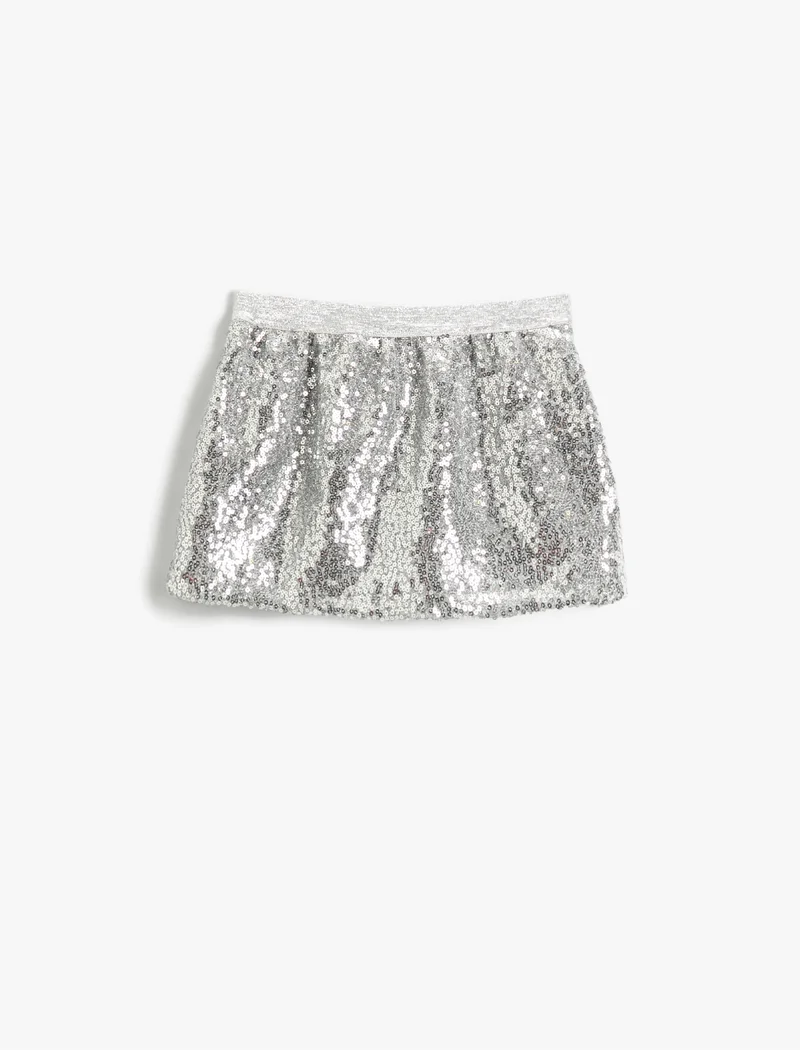 كوتون Girls Silver Sequin Mini Skirt – Sparkly Party Wear