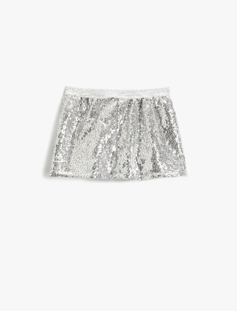 كوتون Girls Silver Sequin Mini Skirt – Sparkly Party Wear