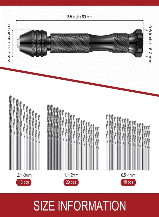 زهاو مجموعة من 59 قطعة من رؤوس المثقاب اليدوي تتضمن 49 قطعة من ملزمة دبوس معدنية ومثقاب يدوي صغير ملتوي و10 قطع من أدوات دوارة من كربيد التنجستن للوحة الدوائر المطبوعة للراتنج والبوليمر والخشب والحرف اليدوية وصناعة المجوهرات والنحت - Image 3