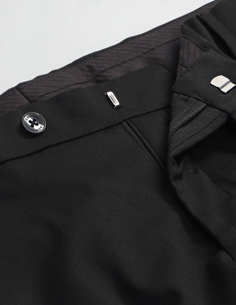 Arrow Black Mid Rise Tailored Fit Trousers for Men | Best Price UAE
