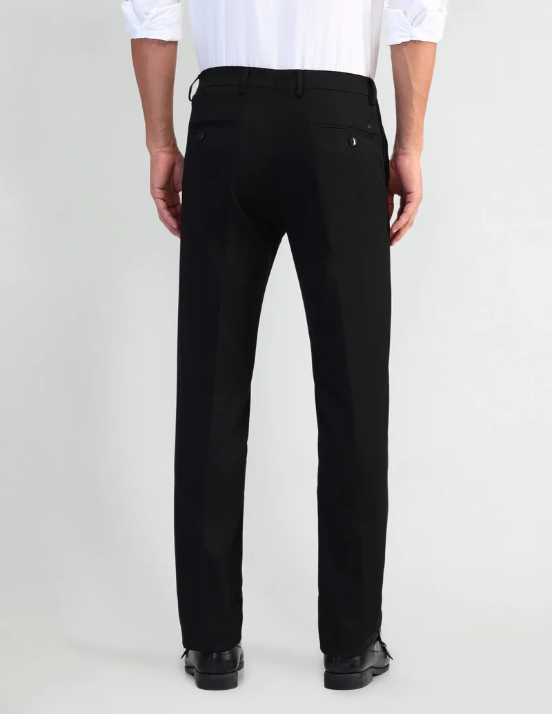 Arrow Black Mid Rise Tailored Fit Trousers for Men | Best Price UAE