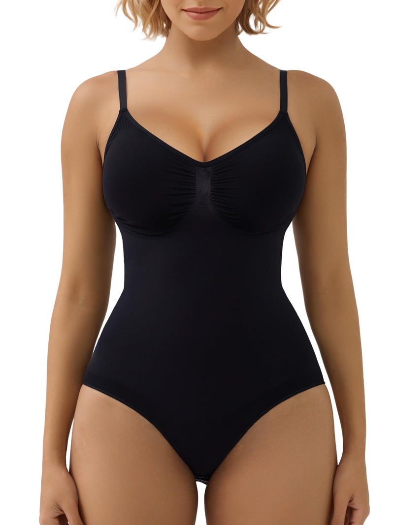 SHAPERX Women's Seamless Shapewear Bodysuit Tummy Control Body Shaper Waist Snatching Body Suit,SZ5213-Black-S/M - Image 1