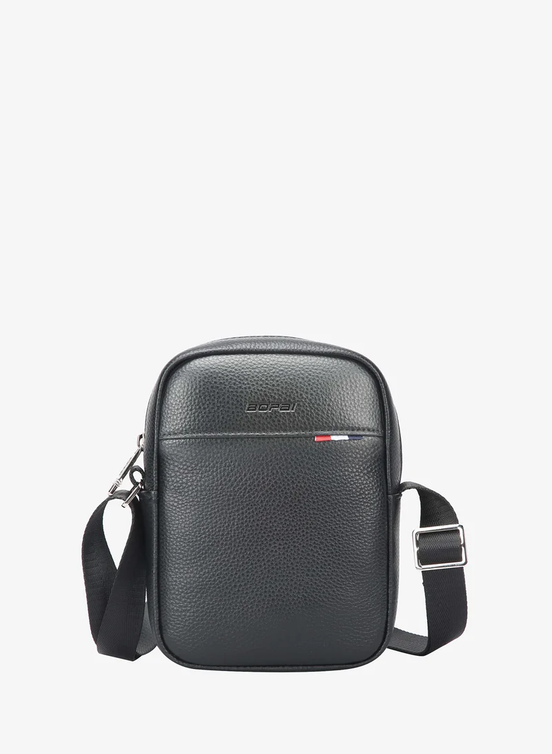 Bopai Compact Sling Crossbody Bag Versatile microfiber Unisex Travel & Everyday high-capacity Shoulder Bag with multiple compartment BO-SL591, Black