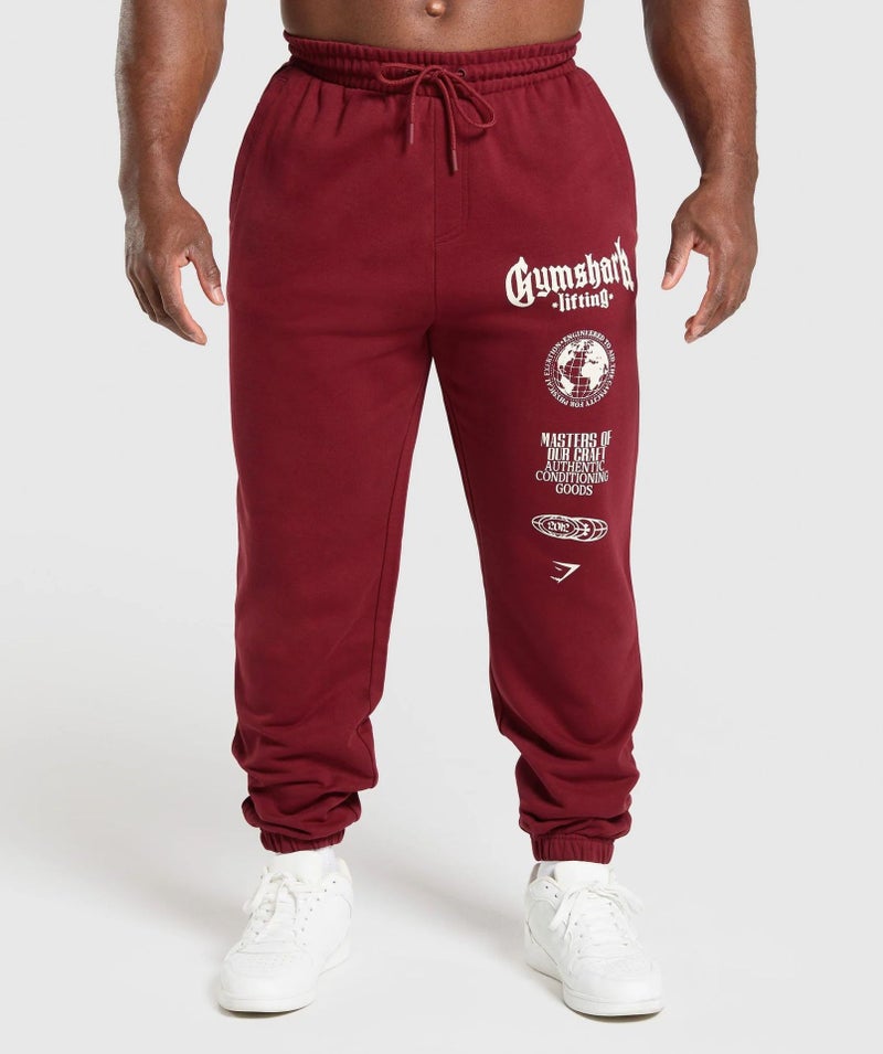 Gymshark Man Sports Pants Joggers - Loose Fit, Cotton, Printed Long Trousers