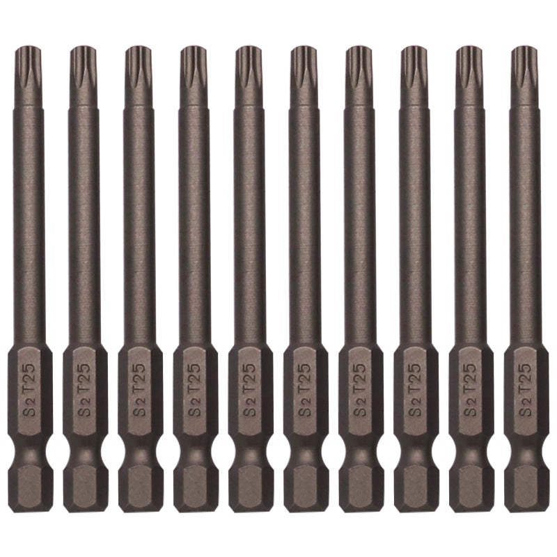 Sipery 10 Pack Security Torx Bit Set Tamper Proof S2 Steel Magnetic Security Screwdriver Set 1/4 Inch Hex Shank 5 Point Star Bits 3 Inch Length T25