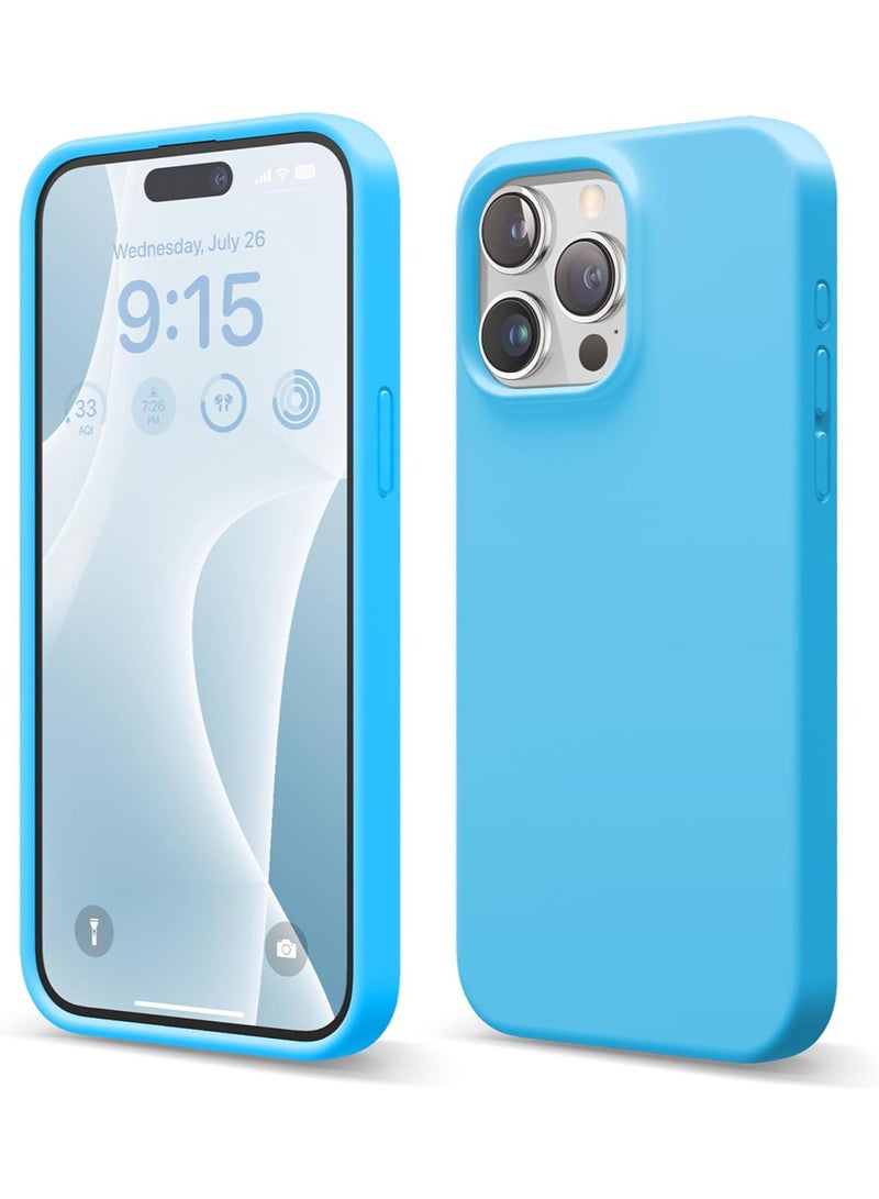 Elago Liquid Silicone for iPhone 15 PRO Case Cover Full Body Protection, Shockproof, Slim, Anti-Scratch Soft Microfiber Lining - Ocean Blue - Image 1