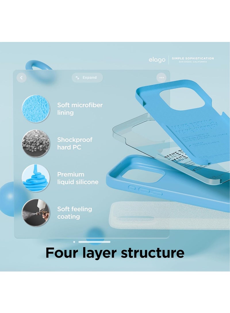 Elago Liquid Silicone for iPhone 15 PRO Case Cover Full Body Protection, Shockproof, Slim, Anti-Scratch Soft Microfiber Lining - Ocean Blue - Image 3