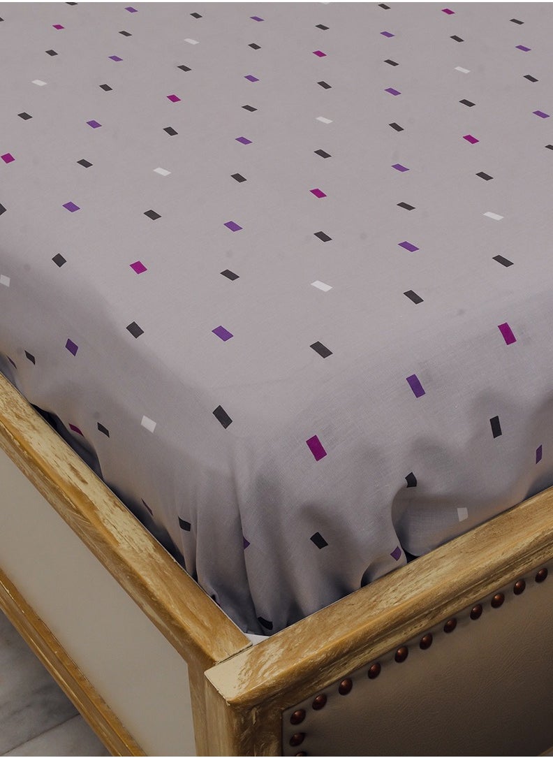 Home-Tex Design - طقم ملاءات مسطحة مطبوعة مقاس كينج من القطن 100% بتصميم Hometex مكون من 3 قطع ARDOISES ET AMETHYSTES - 1 ملاءة مسطحة (240x260 سم) + 2 غطاء وسادة (50x80 سم) - Image 1