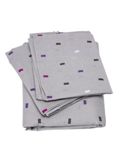 Home-Tex Design 3 Piece Hometex Design 100% Cotton King Size  Printed Flat Sheet Set ARDOISES ET AMETHYSTES - 1 Flat Sheet (240x260 cm) + 2 Pillow Covers (50x80 cm)  - Image 2