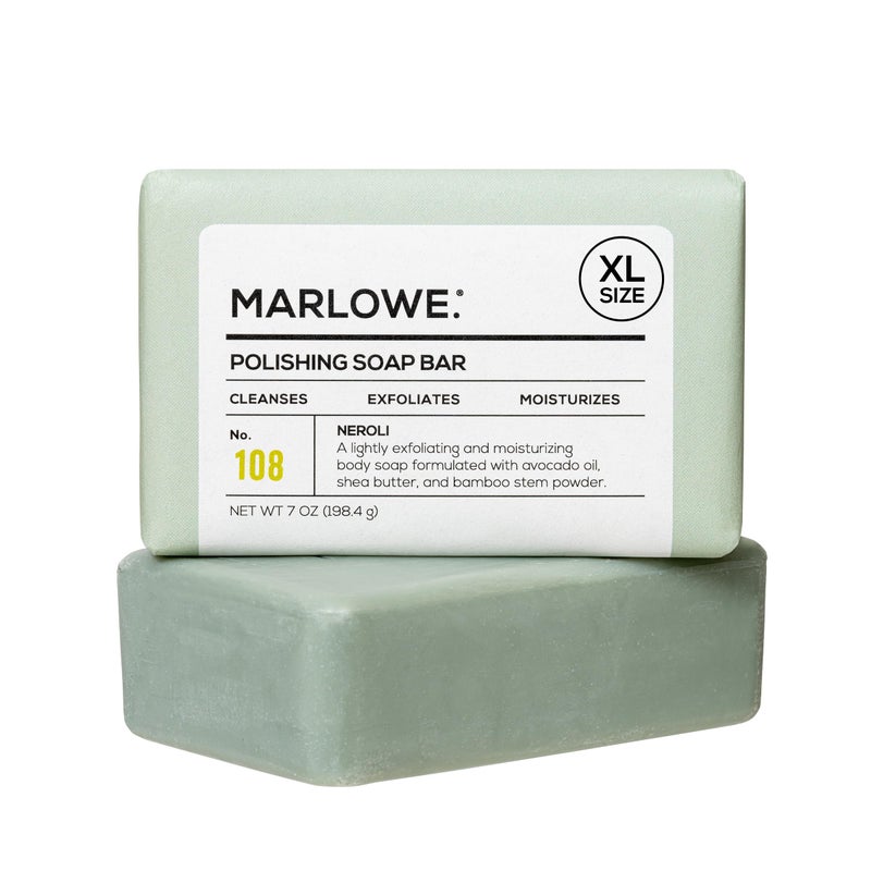 MARLOWE. No. 108 Lightly Exfoliating Soap Bar, 7oz, Polishing, Moisturizing & Cleansing Bar Soap for Men, Made with Natural Ingredients - Image 1