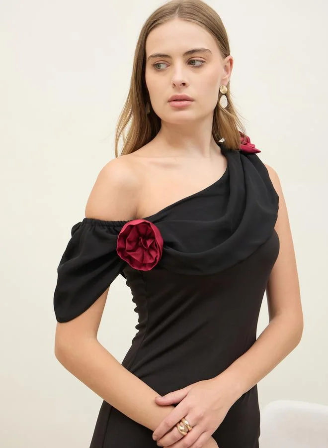 Styli Asymmetric Ruffle Dress