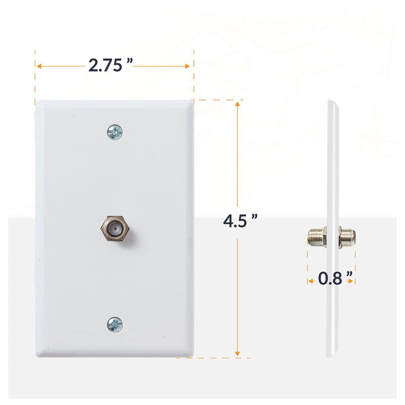 Newhouse Hardware 2.75 x 2.75 x 4.5 in. 1-Port TV Cable Wall Plate with F-Connector for Coaxial Cable, 5-Pack TVP-WH-01, Outlet Cover Wall Plate with Coax Cable Connector, Jack Plate for DIY or Refits - Image 2