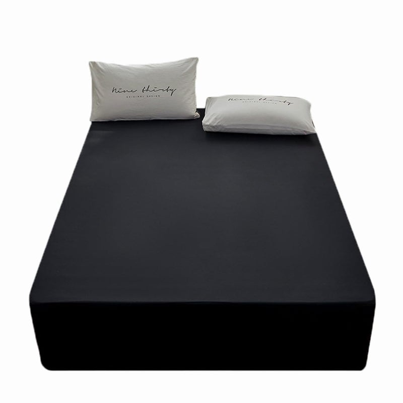 rushrushlulu Bedding King Size Fitted Sheet Only-King Size Deep Pocket Bottom Fitted Sheet Fits 15inches Bed Matress Sheet Soft and Microfiber Easy Care-Black - Image 1