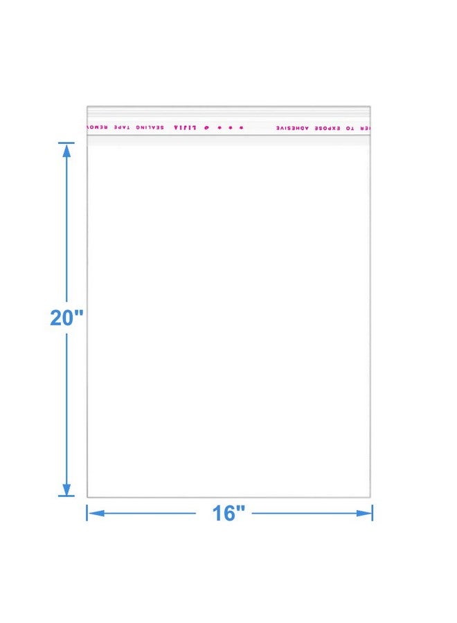 LISM 100 Pack 16" X 20" Large Thick Clear Resealable Cellophane Self Adhesive Seal Poly Bags Durable Plastic Cello Bag 1.6Mil Heavy Duty Packaging Tshirts Clothes Clothing Gifts Selfsealing Opp Bags - Image 2