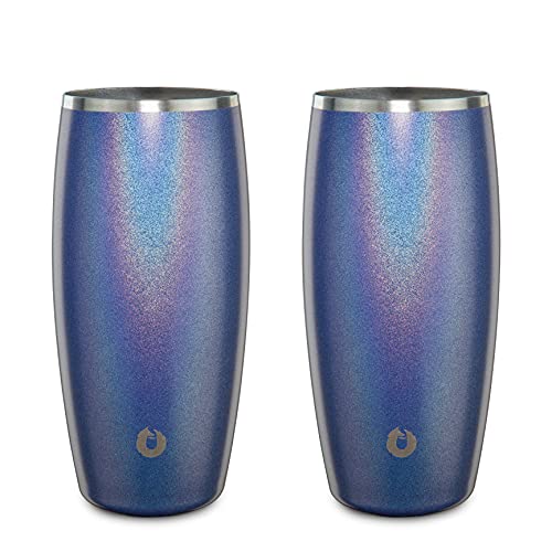 SNOWFOX Insulated Beer Glasses Premium Vacuum Insulated Stainless Steel for Cold Drinks Guiness Glasses Set of 2 Lightweight Pint Glasses Gift for Men Home Bar Accessories 18oz Shimmer Blue - Image 1
