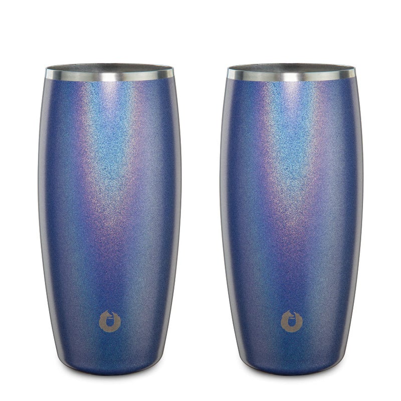 SNOWFOX Insulated Beer Glasses Premium Vacuum Insulated Stainless Steel for Cold Drinks Guiness Glasses Set of 2 Lightweight Pint Glasses Gift for Men Home Bar Accessories 18oz Shimmer Blue - Image 3