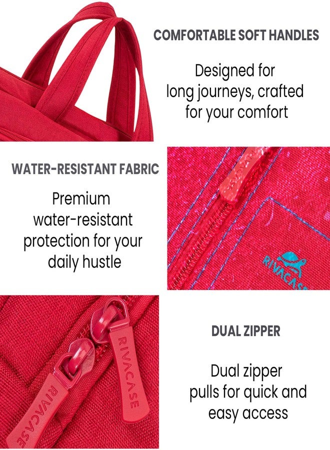 RIVACASE Alpendorf 7560 Laptop Canvas Lightweight Shoulder Bag Water Resistant Fabric Dual zipper Laptop Bag For Men & Women | Business Laptop Bag | Upto 15.6" Notebook/Macbook Compatible (Red) - Image 2