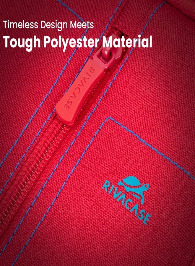 RIVACASE Alpendorf 7560 Laptop Canvas Lightweight Shoulder Bag Water Resistant Fabric Dual zipper Laptop Bag For Men & Women | Business Laptop Bag | Upto 15.6" Notebook/Macbook Compatible (Red) - Image 3