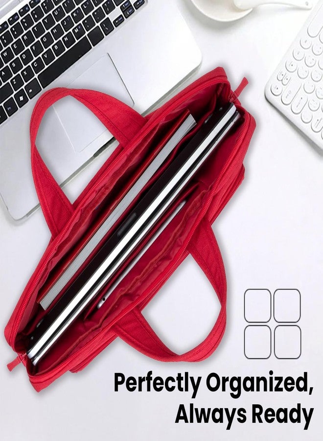 RIVACASE Alpendorf 7560 Laptop Canvas Lightweight Shoulder Bag Water Resistant Fabric Dual zipper Laptop Bag For Men & Women | Business Laptop Bag | Upto 15.6" Notebook/Macbook Compatible (Red) - Image 5