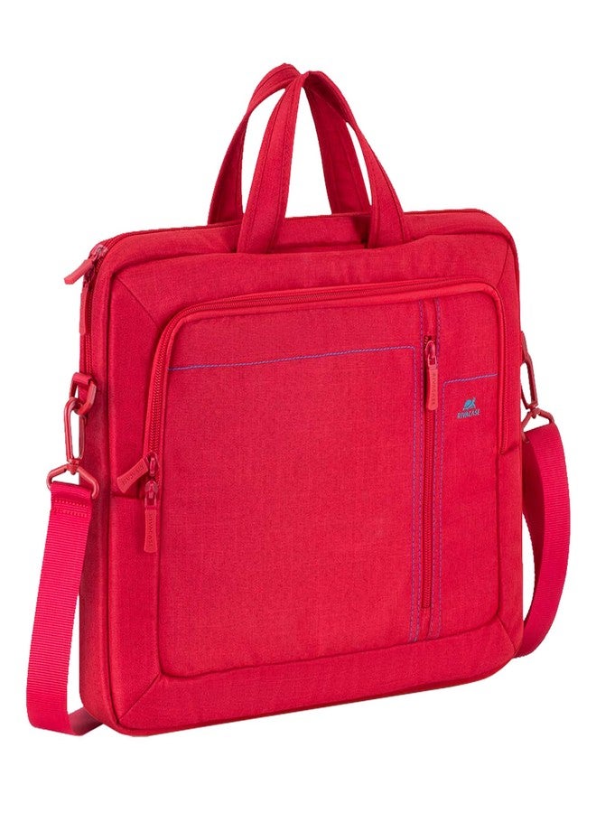 RIVACASE Alpendorf 7560 Laptop Canvas Lightweight Shoulder Bag Water Resistant Fabric Dual zipper Laptop Bag For Men & Women | Business Laptop Bag | Upto 15.6" Notebook/Macbook Compatible (Red) - Image 1
