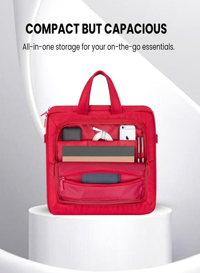 RIVACASE Alpendorf 7560 Laptop Canvas Lightweight Shoulder Bag Water Resistant Fabric Dual zipper Laptop Bag For Men & Women | Business Laptop Bag | Upto 15.6" Notebook/Macbook Compatible (Red) - Image 4