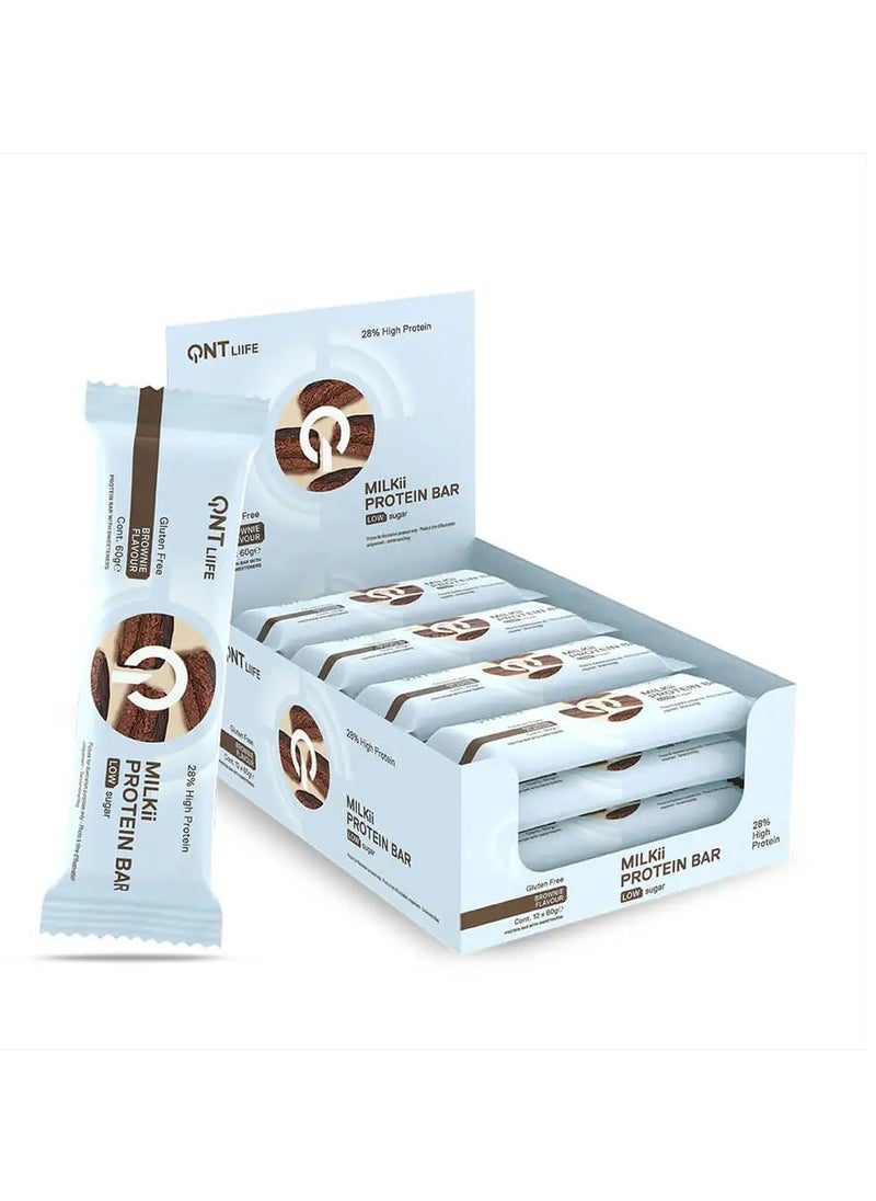 QNT - QNT, Life Milkii Protein Bar, Brownie, 60g Pack of 12 - Image 1
