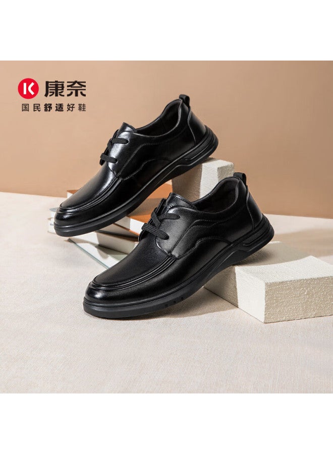 Kangnai Business Casual Leather Shoes For Men, Office Commute Shoes, Cowhide Shoes, Style 2025, Black, Size 38