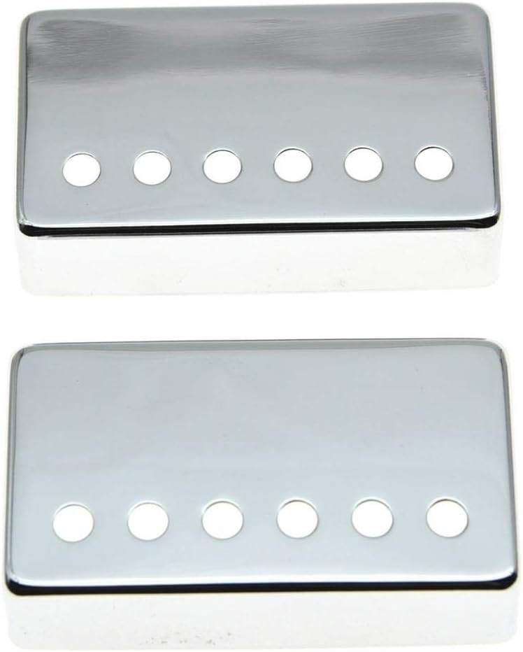 KAISH Set of 2 Humbucker Guitar Pickup Cover Brass Humbucker Pickup Covers 49.2mm/52mm Pole Spacing Pickup Covers Chrome - Image 1