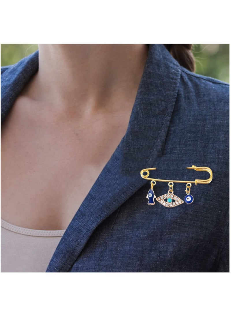 KASTWAVE - Evil Eye Pin, 4Pcs Evil Eye Pin Good Luck, Unique Design High Durability Premium Material Brooch, Blue Eye Pendants Golden Pin Tiny Lapel Pin Brooches Jewelry for Unisex - Image 1