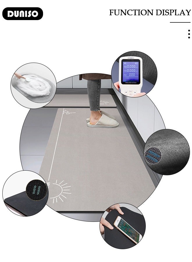 DUNISO Diatom Mud Bath Mat Set Bathroom Kitchen Rug Mat Extra Soft and Absorbent Bath Rugs Non-Slip Quick Drying Floor Bath Tub Mat for Bathroom Floor Tub and Shower 50*80CM+50*160CM - Image 3