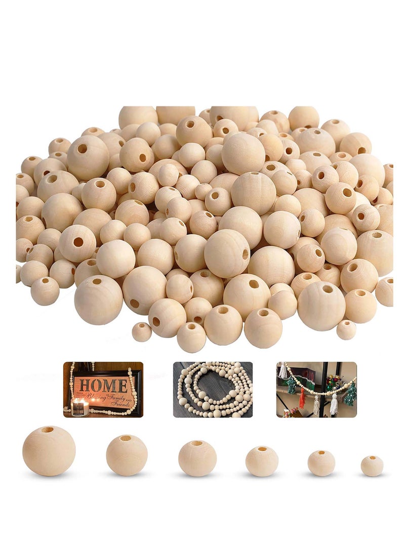 Natural Wood Beads, 500pcs Unfinished Loose Wood Beads Crafts, Wooden Beads for Crafts, Used for Garland, Farmhouse Decor, Jewelry Making, and DIY Crafting for Home and Holiday Decor
