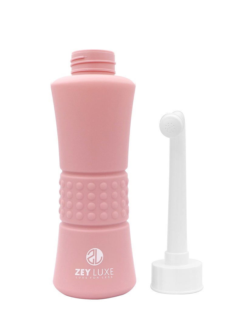 ZEY LUXE ZEY LUXE Portable Bottle 500ml - Bidet with Waterproof Pouch and Cap PP + TPR - Leak Proof & Scratch Resistant - Perineal Clean for Postpartum Hemorrhoids Healing - Maternity Kit Essentials - Pink  - Image 4