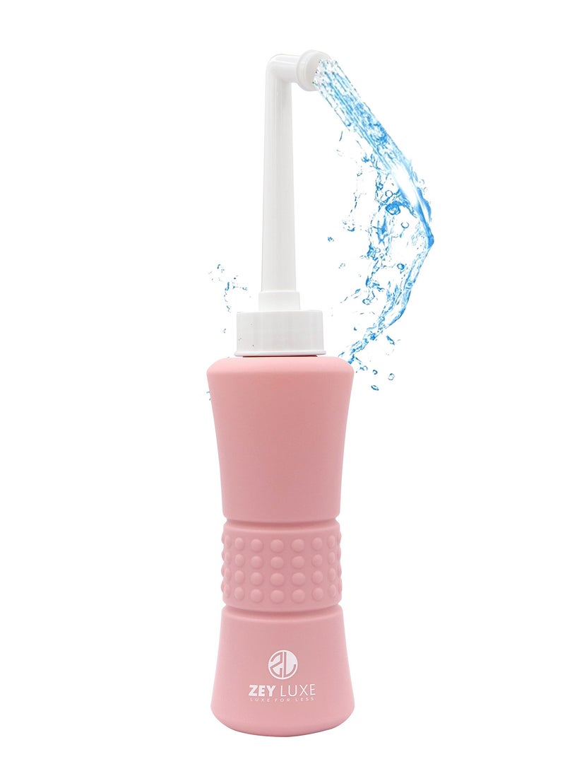 ZEY LUXE ZEY LUXE Portable Bottle 500ml - Bidet with Waterproof Pouch and Cap PP + TPR - Leak Proof & Scratch Resistant - Perineal Clean for Postpartum Hemorrhoids Healing - Maternity Kit Essentials - Pink  - Image 3