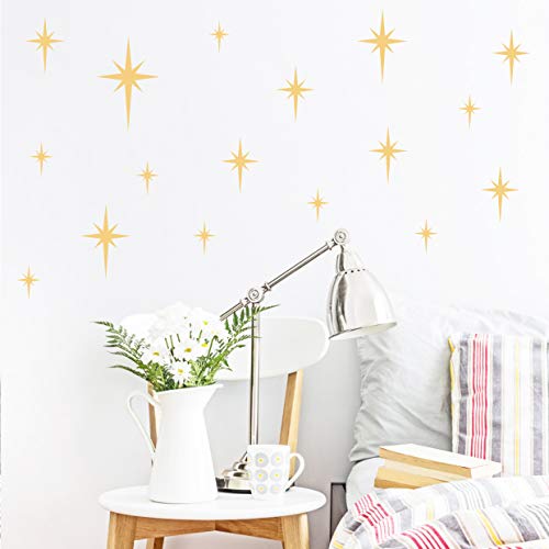 GESTYZ Retro Star Vinyl Wall Decals Starbursts Wall Stickers for Nursery Kids Room Wall Decals Unique Wall Decals for Baby Girls Boys Bedroom Nursery Decor(Y10) (Matte Gold) - Image 2