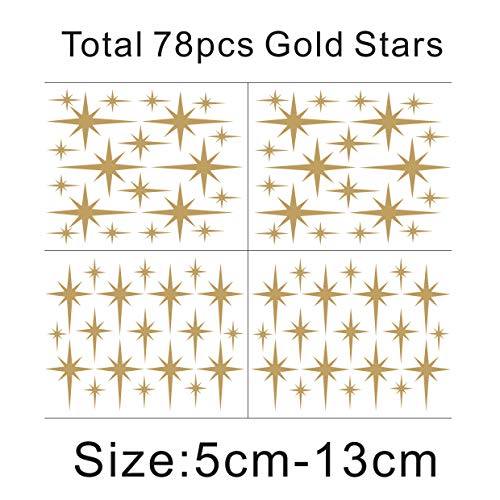 GESTYZ Retro Star Vinyl Wall Decals Starbursts Wall Stickers for Nursery Kids Room Wall Decals Unique Wall Decals for Baby Girls Boys Bedroom Nursery Decor(Y10) (Matte Gold) - Image 5