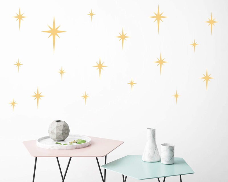 GESTYZ Retro Star Vinyl Wall Decals Starbursts Wall Stickers for Nursery Kids Room Wall Decals Unique Wall Decals for Baby Girls Boys Bedroom Nursery Decor(Y10) (Matte Gold) - Image 1