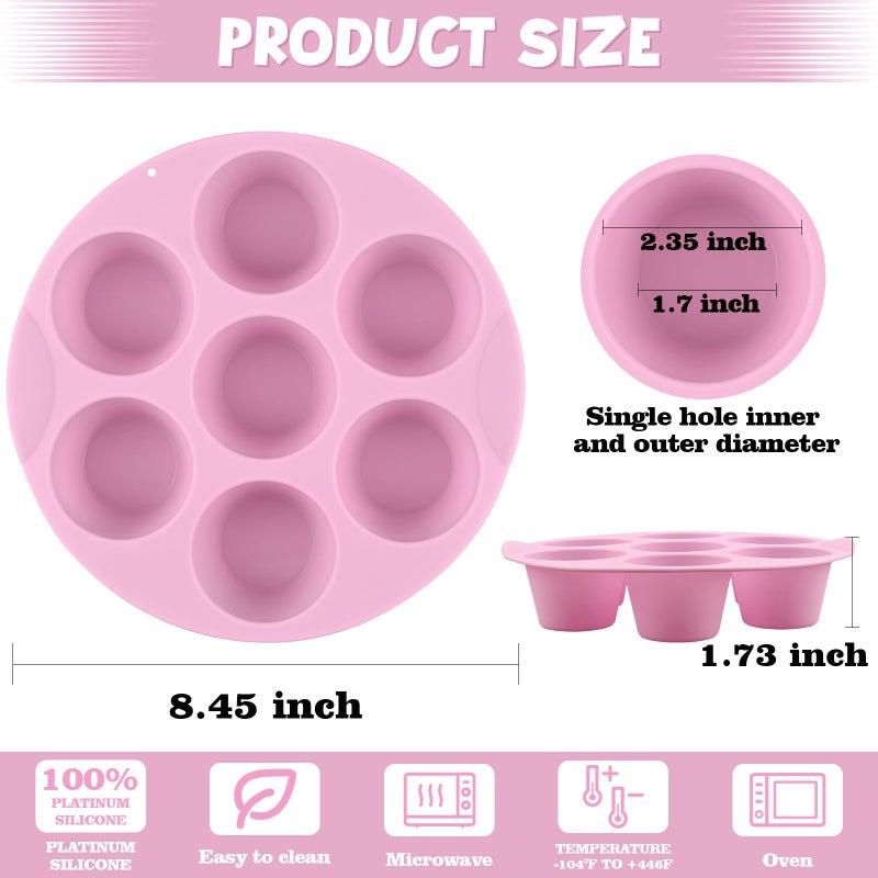 Sakolla 2 Pack Silicone Egg Bite Molds for Air Fryer, Nonstick 7 Cups Air Fryer Muffin Pan for Baking Egg Bite, Mini Muffins, Tart, Mini Cupcake and Quiche (Pink + Green) - Image 3