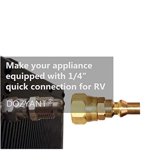 DOZYANT 1/4'' RV Propane Quick Connect Fittings for Connecting Low Pressure Gas Appliance Heater Grill Fire Pit and RV Quick Connect, 1/4" quick key connect plug x 3/8" Female Flare - Image 5