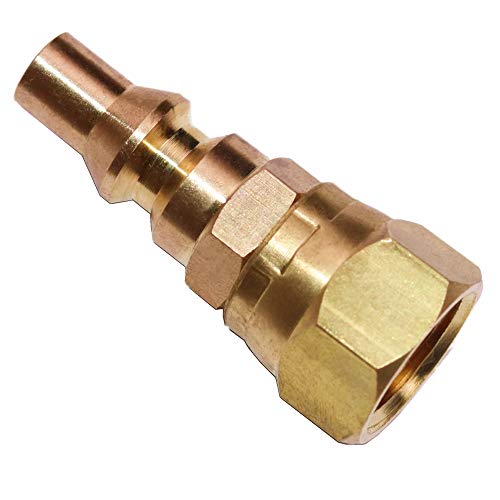 DOZYANT 1/4'' RV Propane Quick Connect Fittings for Connecting Low Pressure Gas Appliance Heater Grill Fire Pit and RV Quick Connect, 1/4" quick key connect plug x 3/8" Female Flare - Image 1