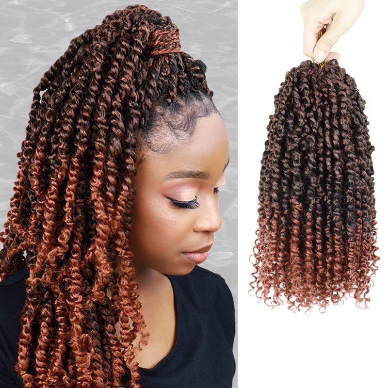 Passion Twist Hair  8 Packs 12 Inch Passion Twist Crochet Hair For Women Crochet Pretwisted Curly Hair Passion Twists Synthetic Braiding Hair Extensions 12 Inch 8 Packs T350