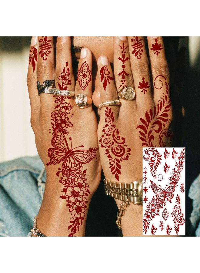 Mehendi Stickers Henna Mehendi stencil Tattoo Sticker for Hands Temporary Waterproof Mehndi Tattoo Body Art for Women & Girls - Image 3