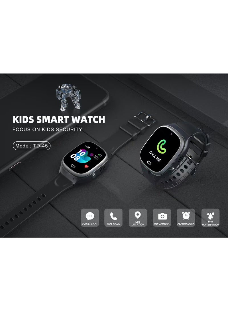 SKT Shiketro TD45 Kids Smartwatch with GPS, Wi-Fi, Video Calls, SOS, IP67 Waterproof, Camera, Tracker, Location Phone (black) - Image 3