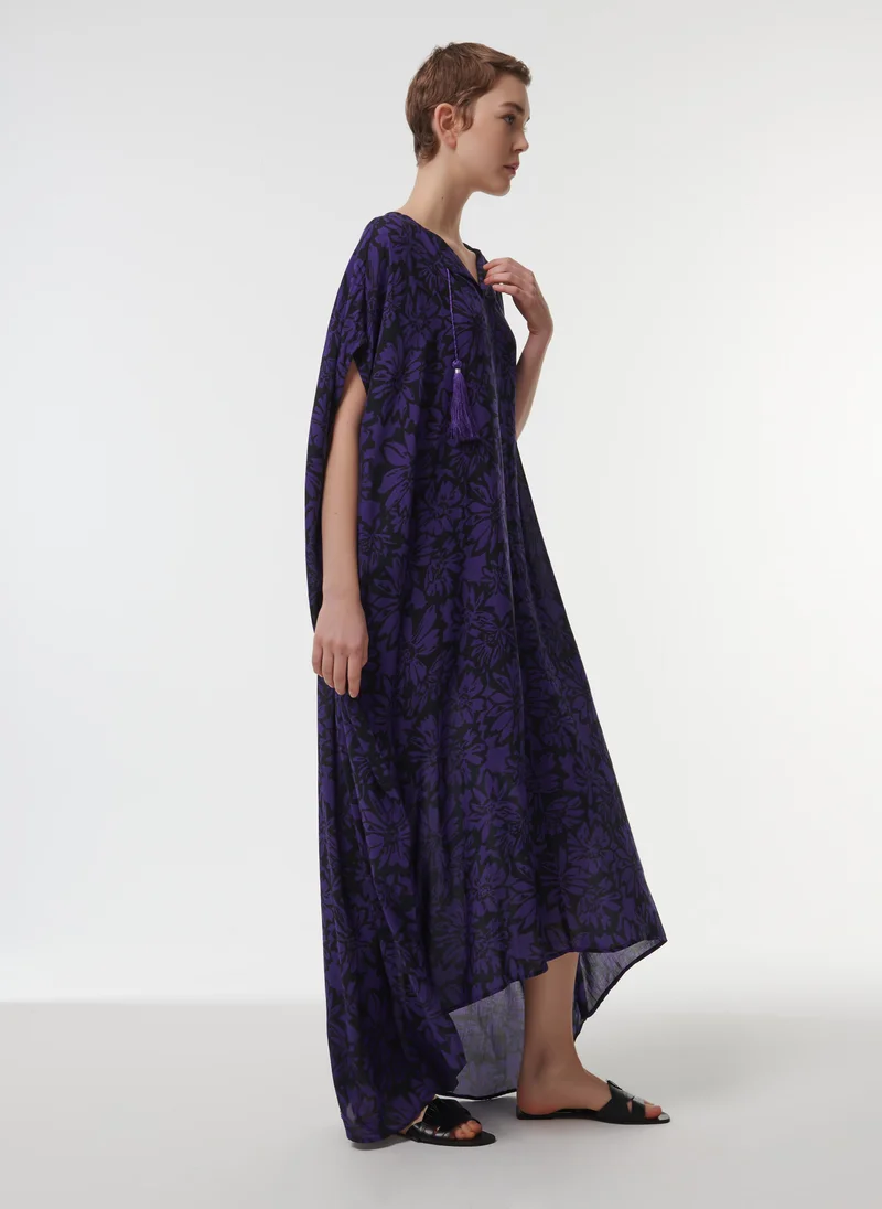 leem Tassel Detail Printed Kaftan