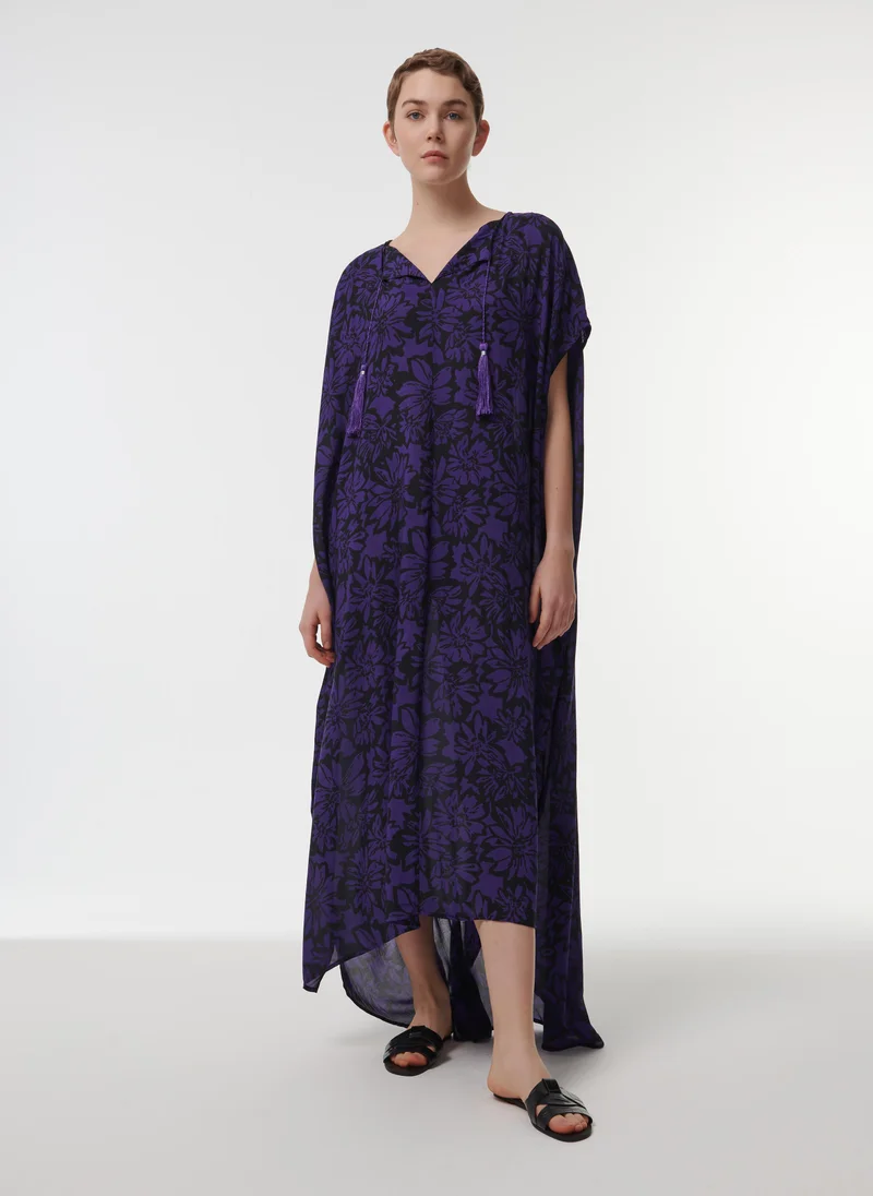 leem Tassel Detail Printed Kaftan
