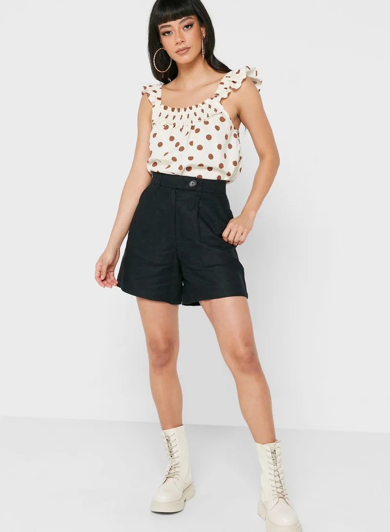 ALIGNE Broad Neck Ruffle Detail Crop Top